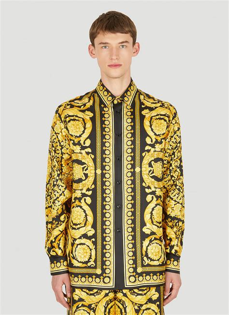 black gold silk versace set|versace barocco silk shirt.